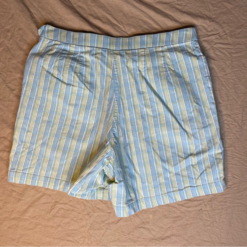 Vintage Y2K St John’s Bay High Waist Baby Blue Plaid Shorts Size 12 - Picture 2 of 4